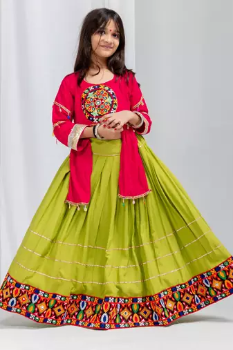 Navaratri special gota patti work lehenga with katchi patch work blouse for kids