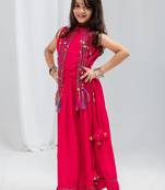 Navaratri special fancy dori work lehenga with fancy dori & cowrie work blouse for kids
