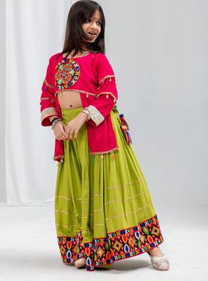 Navaratri special gota patti work lehenga with katchi patch work blouse for kids 5