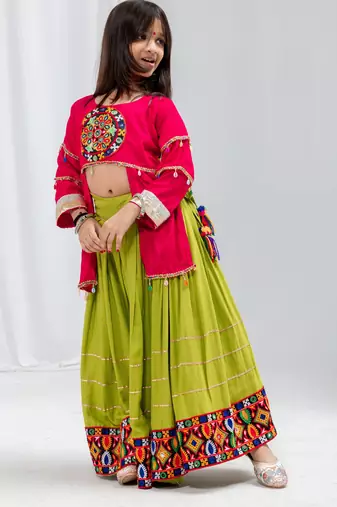 Navaratri special gota patti work lehenga with katchi patch work blouse for kids