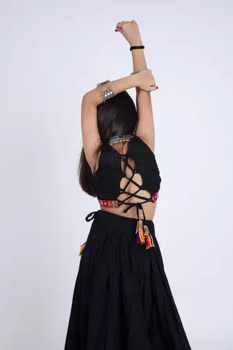 Navaratri special gamthi lace & patchwork lehenga with blouse for kids