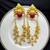 Long Indian Chandelier Kashmiri Earrings, Green Red Stone Bridal Earrings