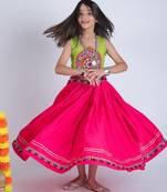 Navaratri special gota patti lace work lehenga with gamthi patch & cowrie lace work blouse for kids