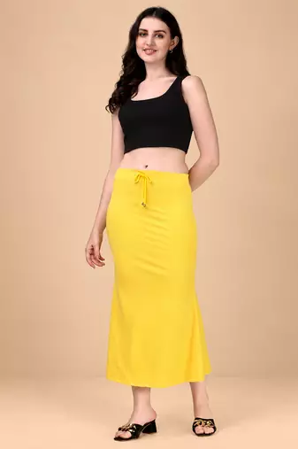 YELLOW HEAVY IMPORTANT SPANDEX LYCRA SAREE SHAPEWEAR FOR WOMENS 