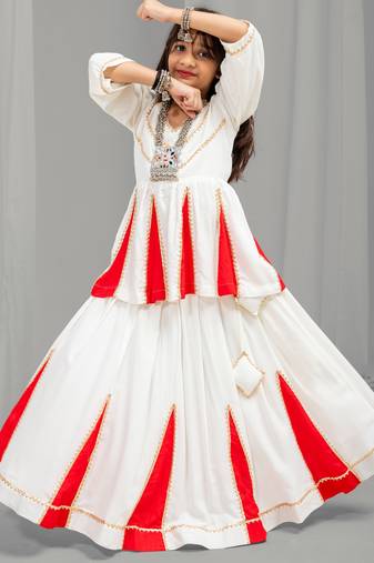 Navaratri special golden lace & kali work lehenga with top for kids