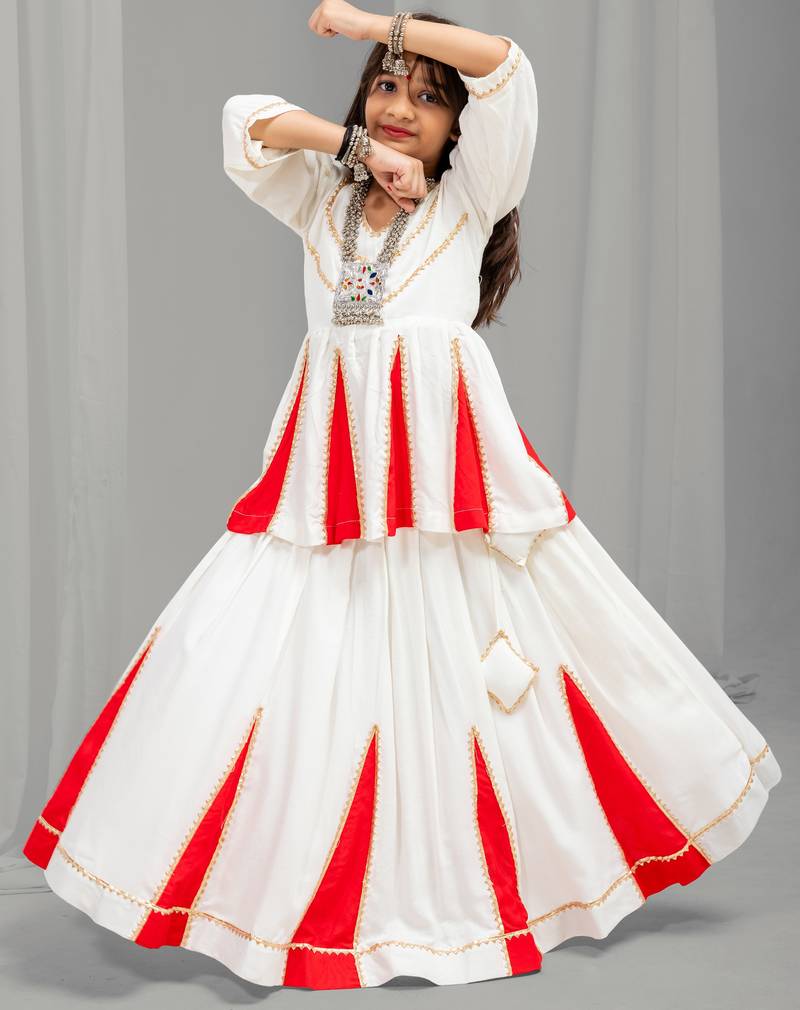 Navaratri special golden lace & kali work lehenga with top for kids