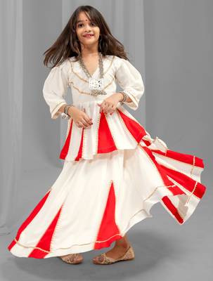 Navaratri special golden lace & kali work lehenga with top for kids 4