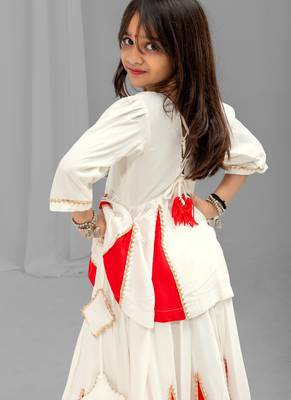 Navaratri special golden lace & kali work lehenga with top for kids 5