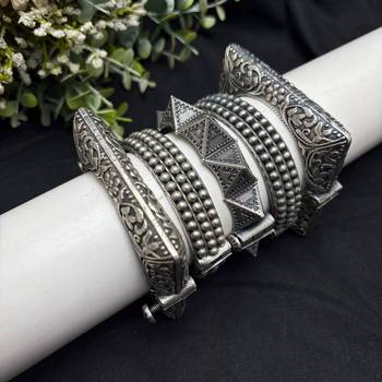 Statement Oxidized openable Kada Bangle Set of 5,Boho Navratri Jewelry 2