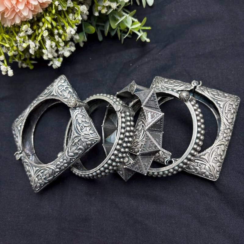 Statement Oxidized openable Kada Bangle Set of 5,Boho Navratri Jewelry