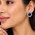 Blue Statement Earrings, Indian Floral Stud Earrings