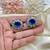 Blue Statement Earrings, Indian Floral Stud Earrings