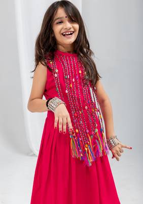 Navaratri special fancy dori work lehenga with fancy dori & cowrie work blouse for kids 6