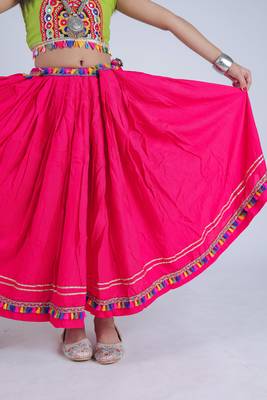Navaratri special gota patti lace work lehenga with gamthi patch & cowrie lace work blouse for kids 6
