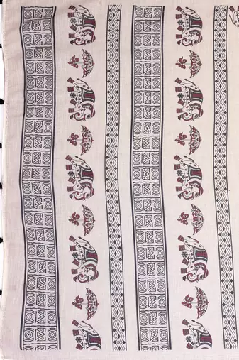Beige woven linen saree with blouse