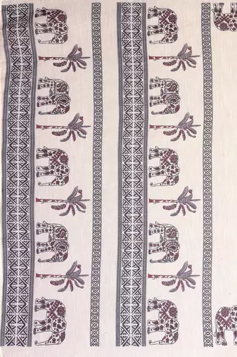 Beige woven linen saree with blouse