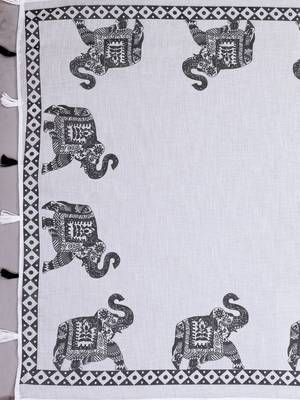 White woven linen saree with blouse 4