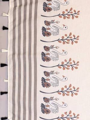 Beige woven linen saree with blouse 4