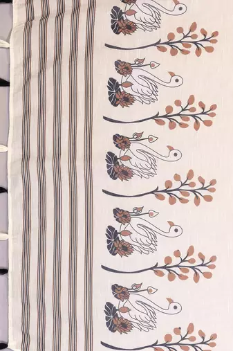 Beige woven linen saree with blouse