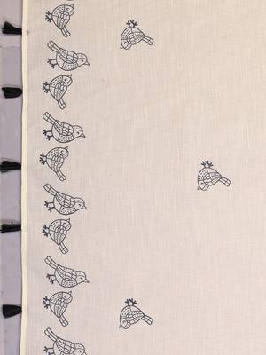 Beige woven linen saree with blouse 4
