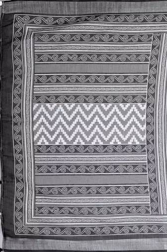 White woven linen saree with blouse