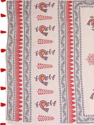 Beige woven linen saree with blouse 4