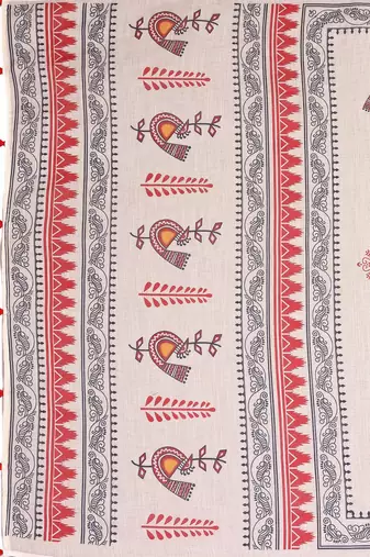 Beige woven linen saree with blouse