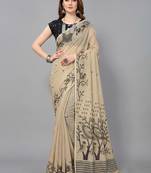Cream woven linen saree with blouse