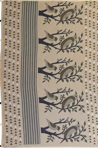 Cream woven linen saree with blouse