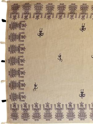 Cream woven linen saree with blouse 4