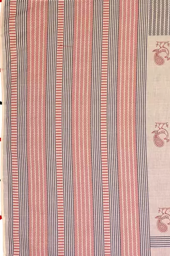 Beige woven linen saree with blouse