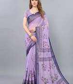 Purple woven linen saree with blouse