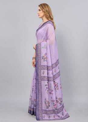 Purple woven linen saree with blouse 2