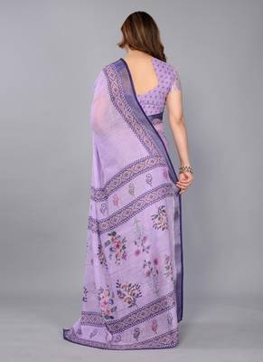 Purple woven linen saree with blouse 3