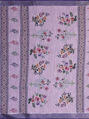 Purple woven linen saree with blouse 4