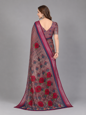 Multicolor woven linen saree with blouse 2