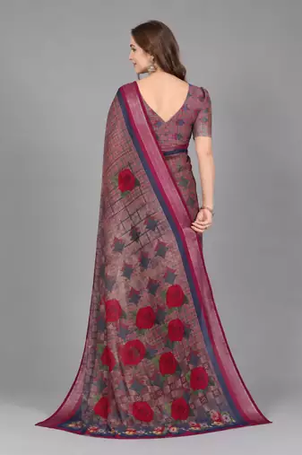Multicolor woven linen saree with blouse