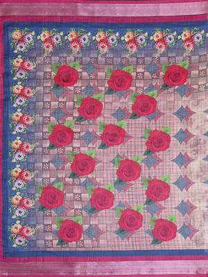 Multicolor woven linen saree with blouse 5