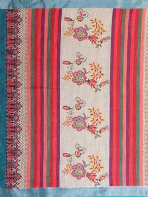Cream woven linen saree with blouse 4