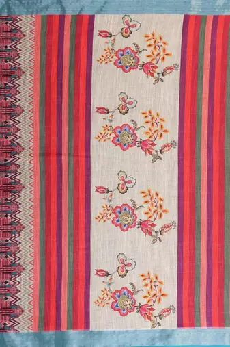 Cream woven linen saree with blouse