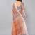 Beige woven linen saree with blouse