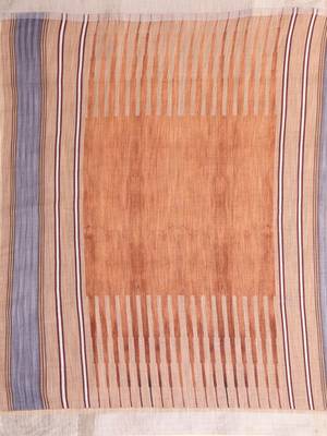Beige woven linen saree with blouse 4