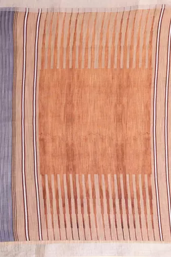 Beige woven linen saree with blouse