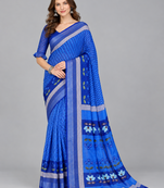 Blue woven linen saree with blouse
