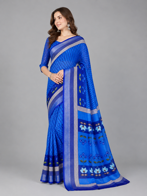 Blue woven linen saree with blouse 2