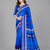 Blue woven linen saree with blouse
