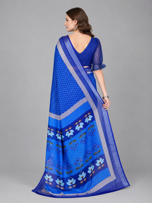 Blue woven linen saree with blouse 3