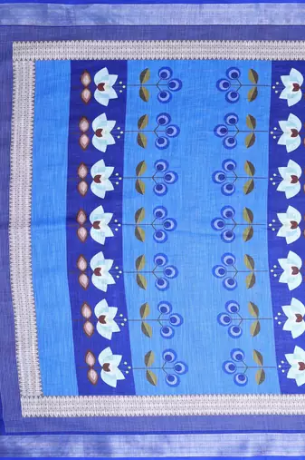 Blue woven linen saree with blouse