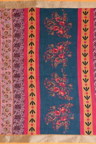 Pink woven linen saree with blouse