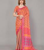Yellow woven linen saree with blouse